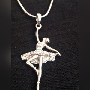 BALLERINA Ballet Dancer Pendant Rhinestone Necklace